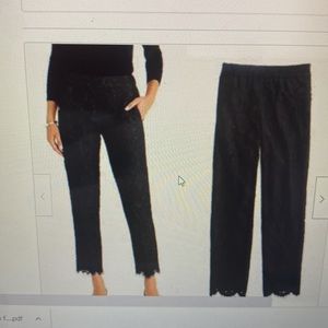 J. Crew Easy pant Black lace floral. Size 10T EUC cropped